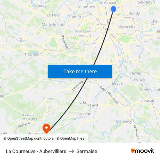 La Courneuve - Aubervilliers to Sermaise map