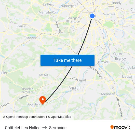 Châtelet Les Halles to Sermaise map