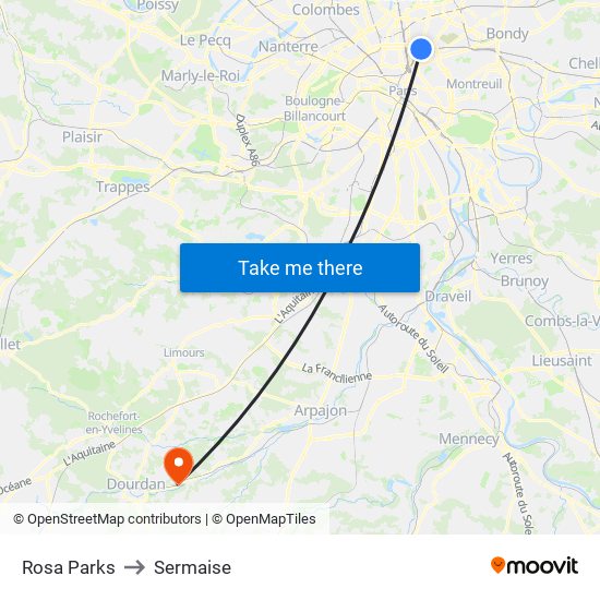 Rosa Parks to Sermaise map