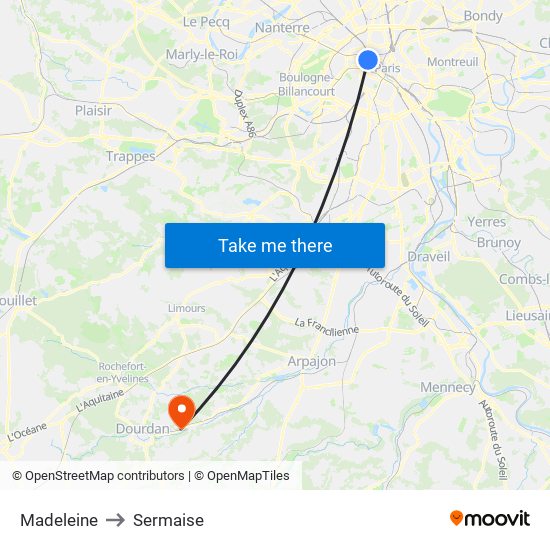 Madeleine to Sermaise map