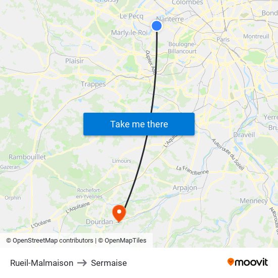 Rueil-Malmaison to Sermaise map