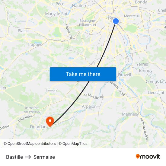 Bastille to Sermaise map