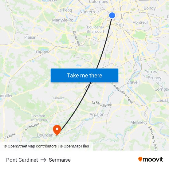 Pont Cardinet to Sermaise map