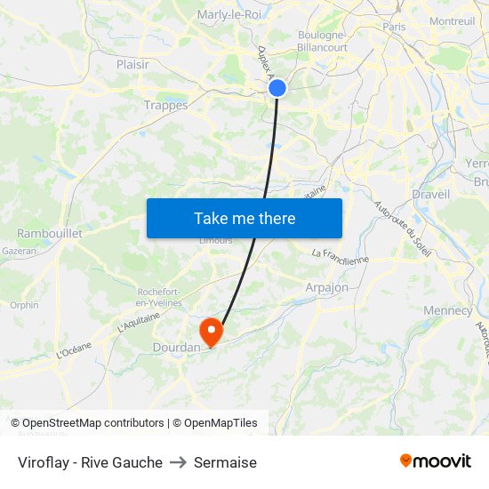 Viroflay - Rive Gauche to Sermaise map