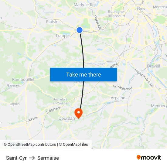 Saint-Cyr to Sermaise map