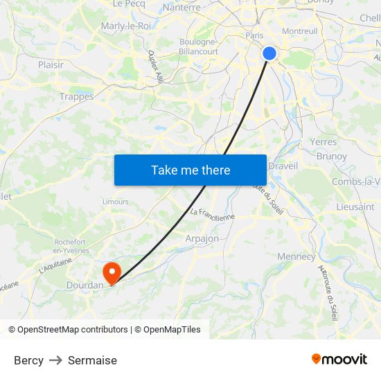 Bercy to Sermaise map