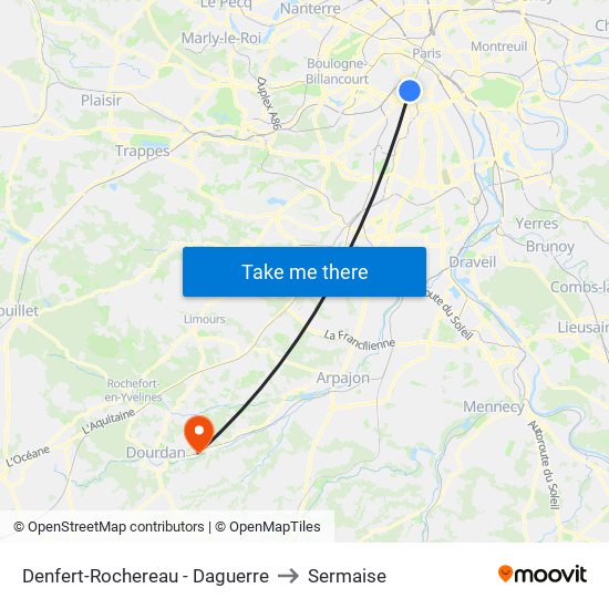 Denfert-Rochereau - Daguerre to Sermaise map