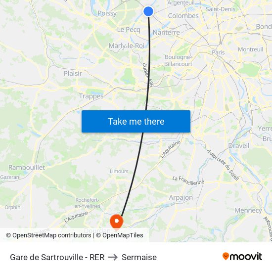 Gare de Sartrouville - RER to Sermaise map