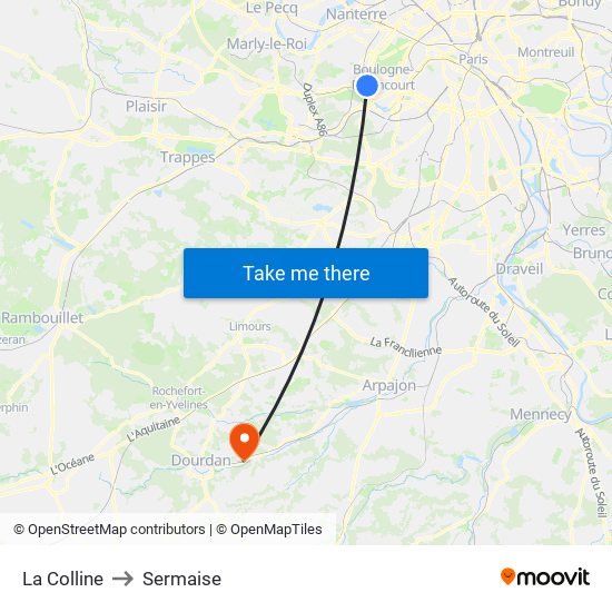 La Colline to Sermaise map