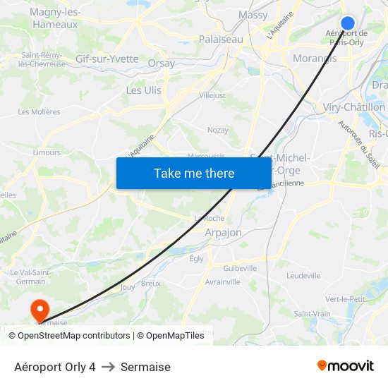 Aéroport Orly 4 to Sermaise map