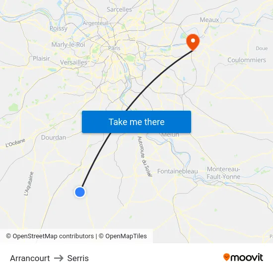 Arrancourt to Serris map