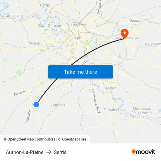 Authon-La-Plaine to Serris map