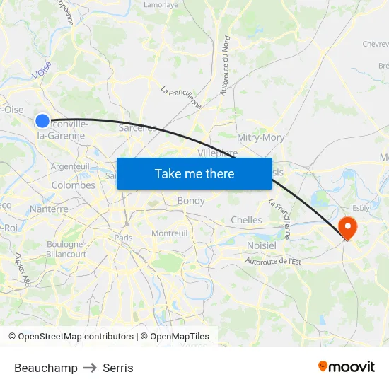 Beauchamp to Serris map