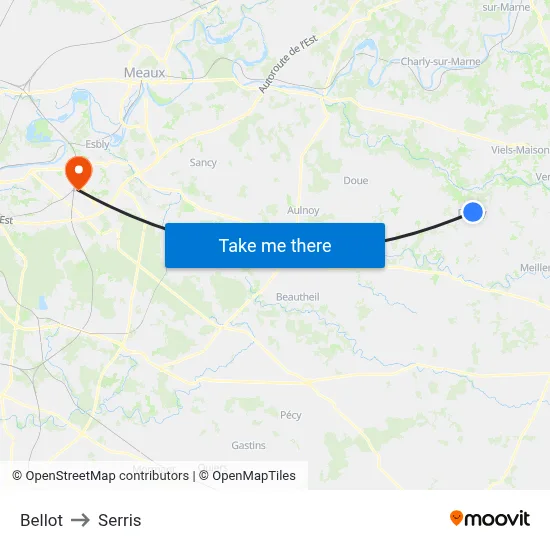 Bellot to Serris map