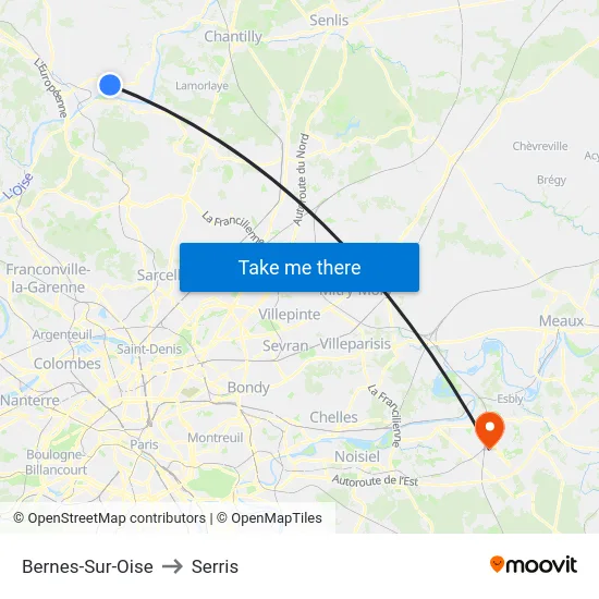Bernes-Sur-Oise to Serris map