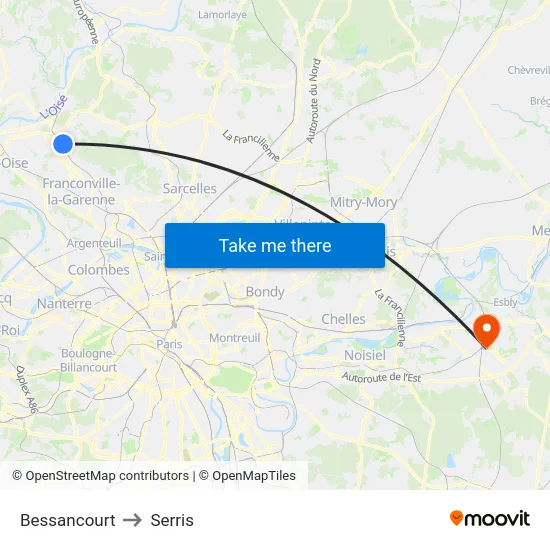 Bessancourt to Serris map