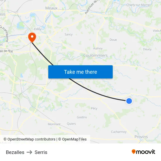 Bezalles to Serris map