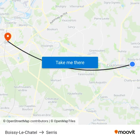 Boissy-Le-Chatel to Serris map