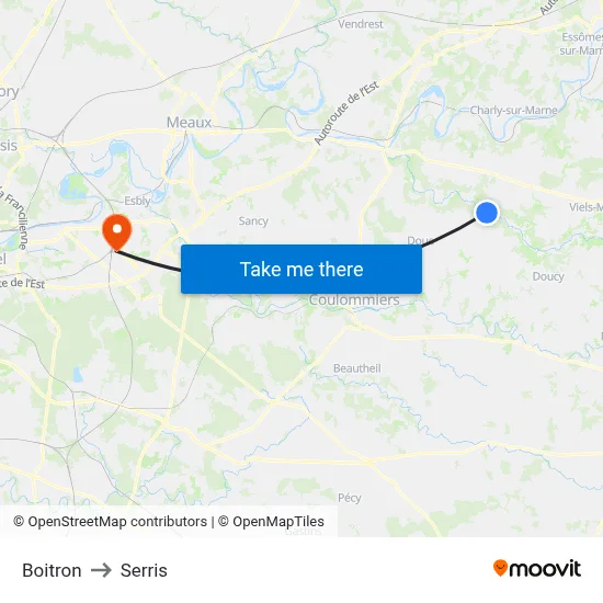 Boitron to Serris map