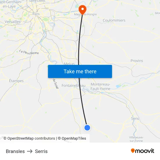Bransles to Serris map