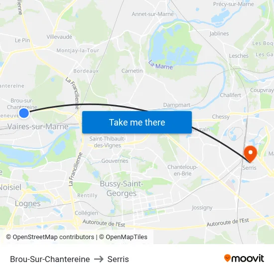 Brou-Sur-Chantereine to Serris map