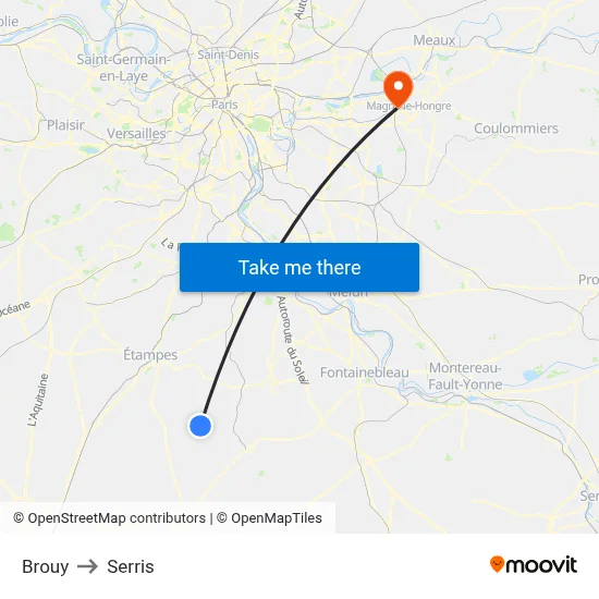 Brouy to Serris map