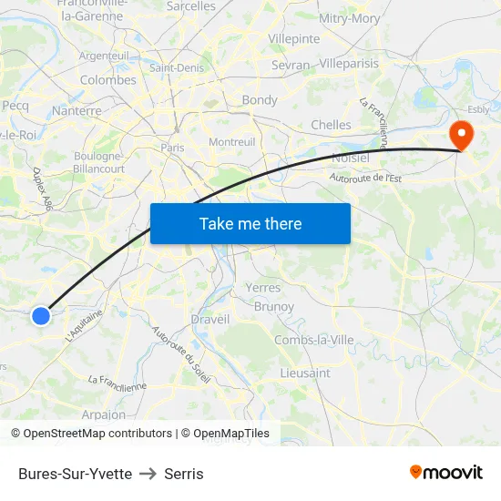 Bures-Sur-Yvette to Serris map