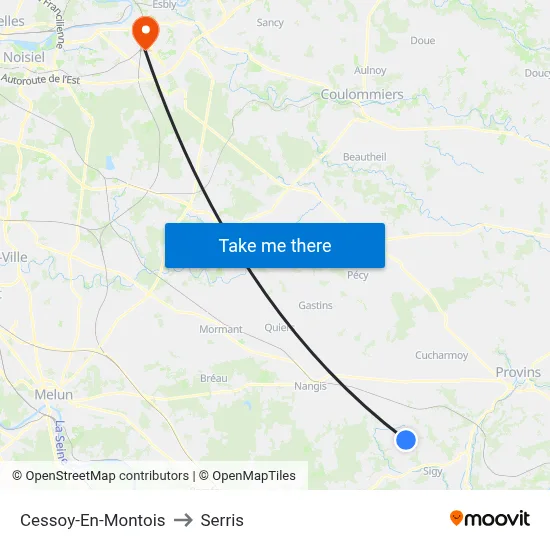 Cessoy-En-Montois to Serris map