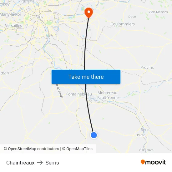 Chaintreaux to Serris map