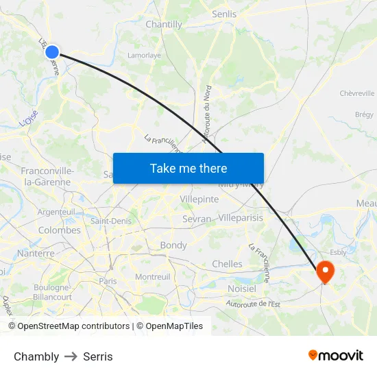 Chambly to Serris map