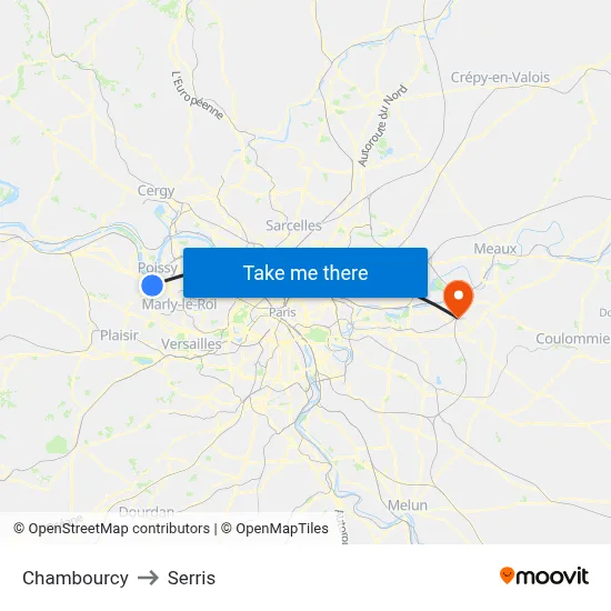 Chambourcy to Serris map