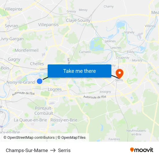 Champs-Sur-Marne to Serris map