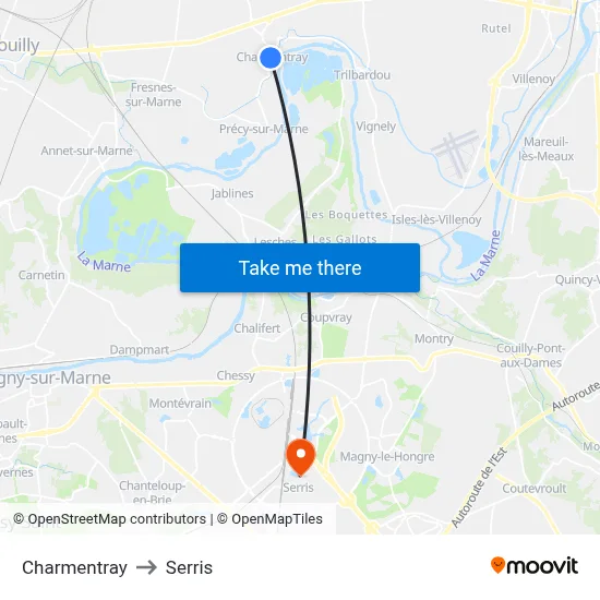 Charmentray to Serris map