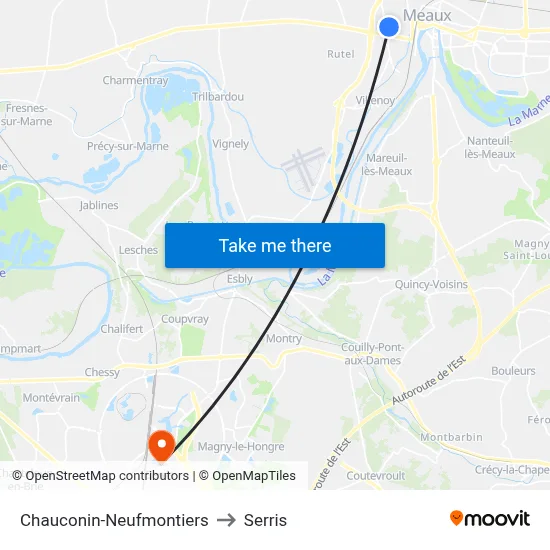 Chauconin-Neufmontiers to Serris map