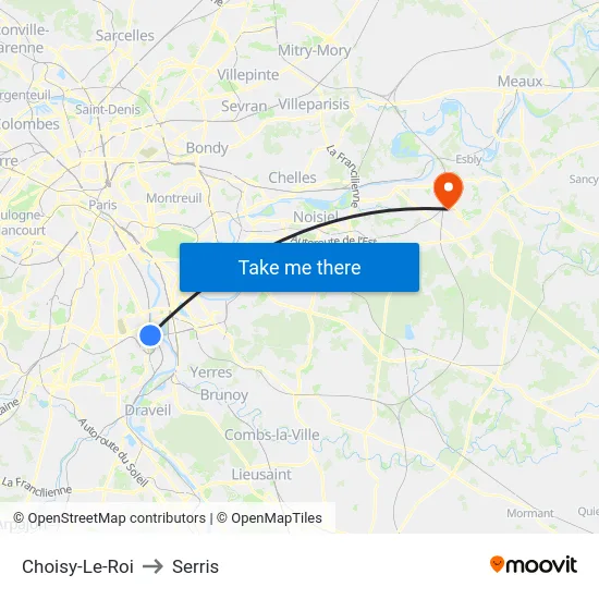Choisy-Le-Roi to Serris map