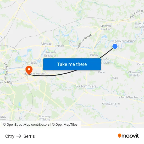 Citry to Serris map