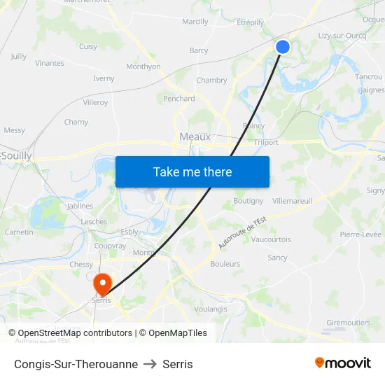 Congis-Sur-Therouanne to Serris map