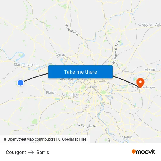 Courgent to Serris map