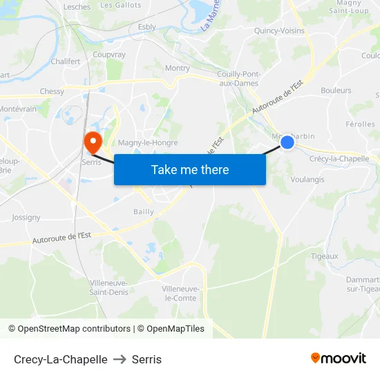 Crecy-La-Chapelle to Serris map