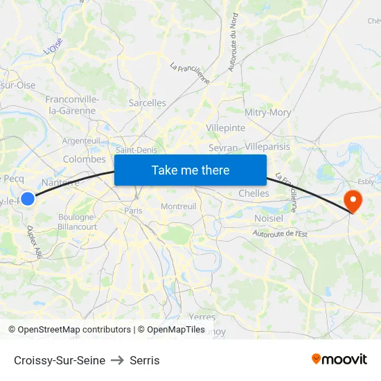 Croissy-Sur-Seine to Serris map