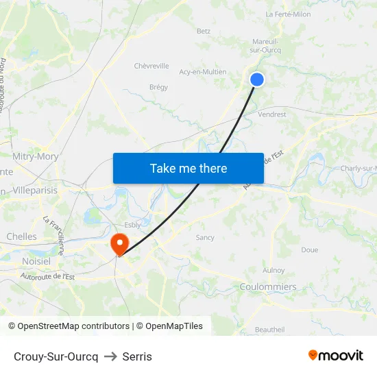 Crouy-Sur-Ourcq to Serris map