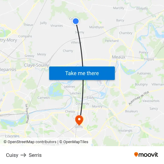 Cuisy to Serris map