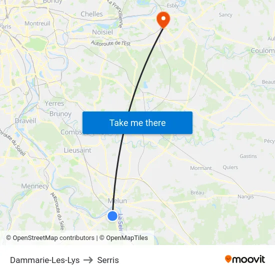 Dammarie-Les-Lys to Serris map