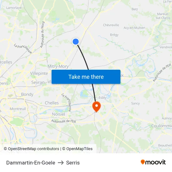Dammartin-En-Goele to Serris map