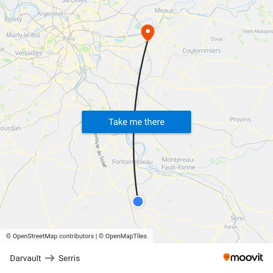 Darvault to Serris map