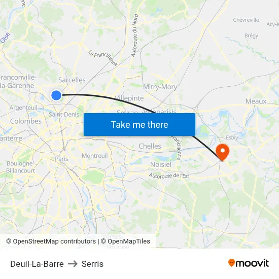 Deuil-La-Barre to Serris map