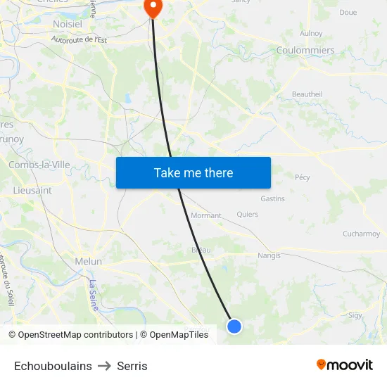 Echouboulains to Serris map