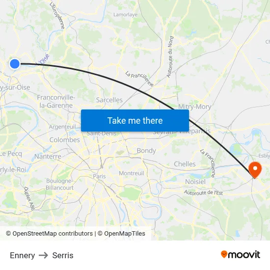 Ennery to Serris map