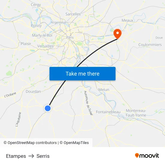 Etampes to Serris map