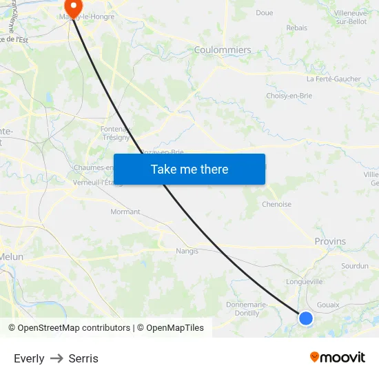Everly to Serris map